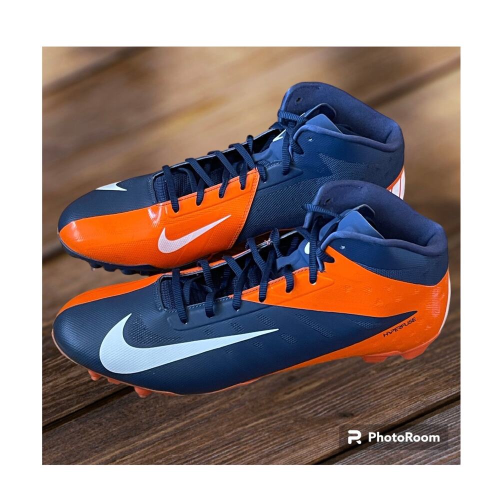 New Nike Hyperfuse Vapor Elite Football Cleats Broncos Orange Blue Size 14